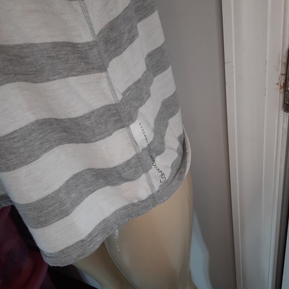 Calvin Klein Performance Gray & White Stripe Women's Sport Tank Top - Picture 4 of 12